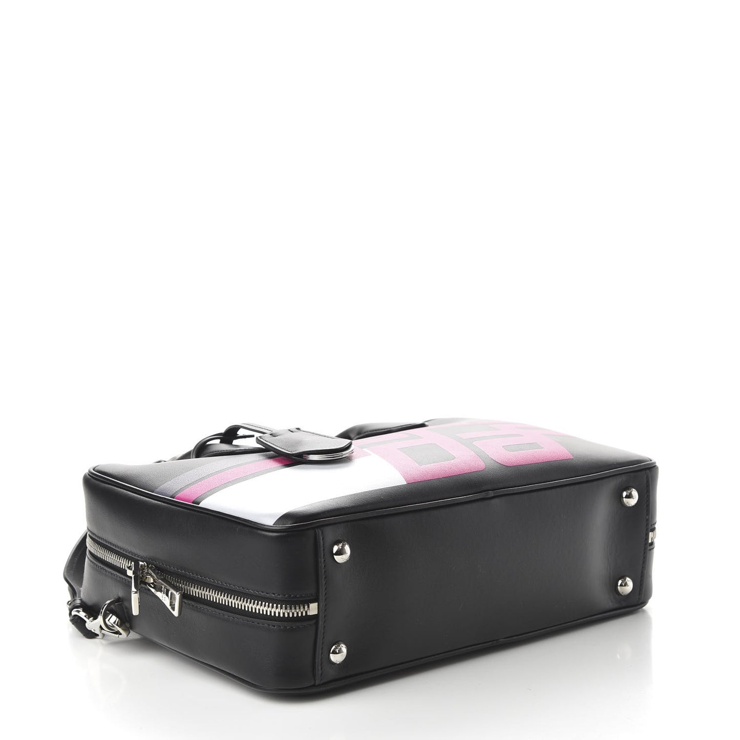 City Calfskin Racing Logo Bowler Black Fuxia