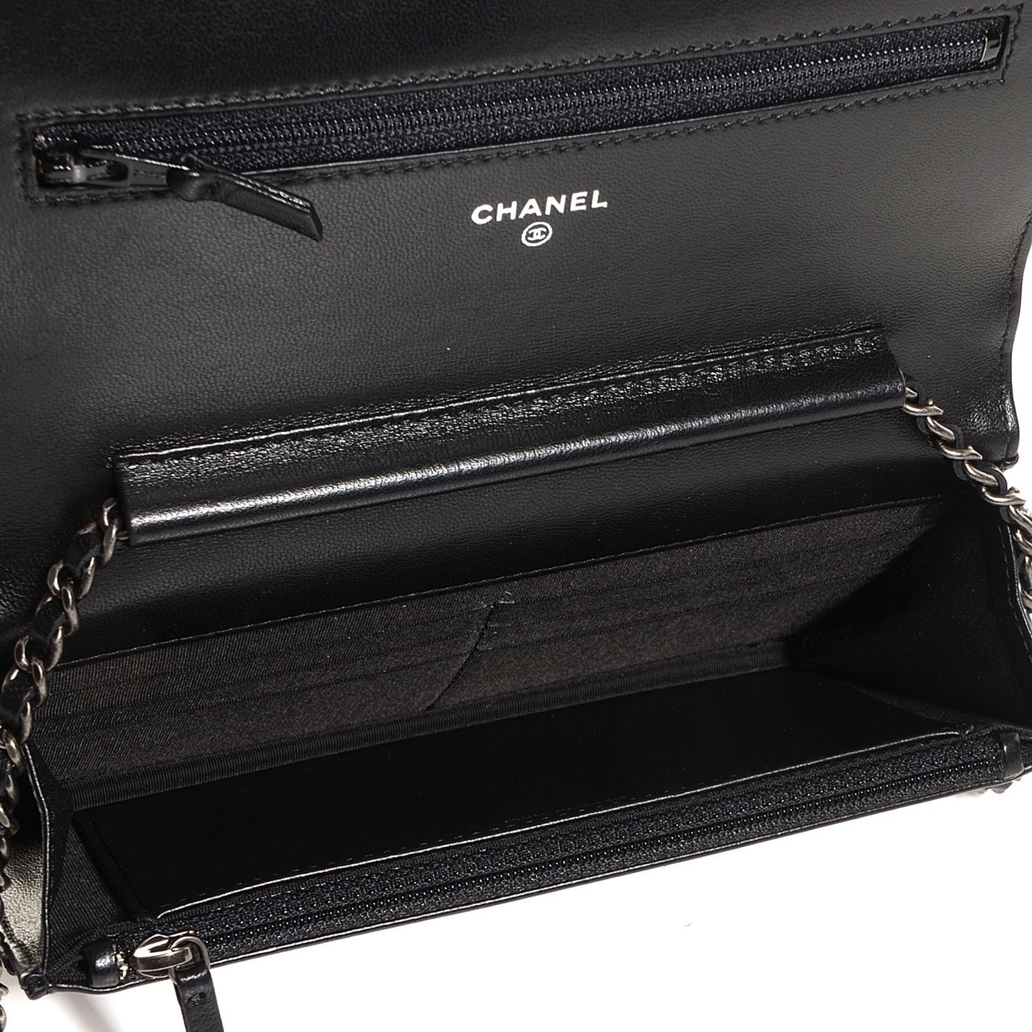 Lambskin Boy Wallet On Chain WOC Black