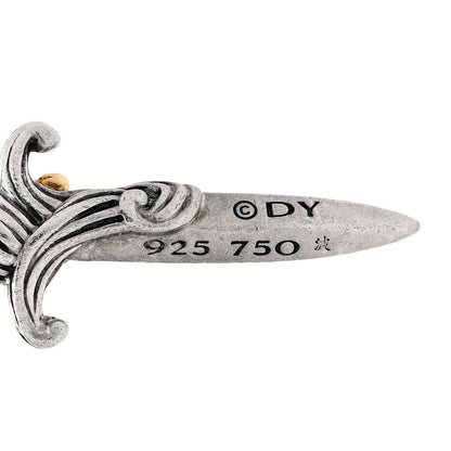 David Yurman DAVID YURMAN Sterling Silver 18K Yellow Gold Black Diamond Waves Dagger Amulet Pendant 4 of 4