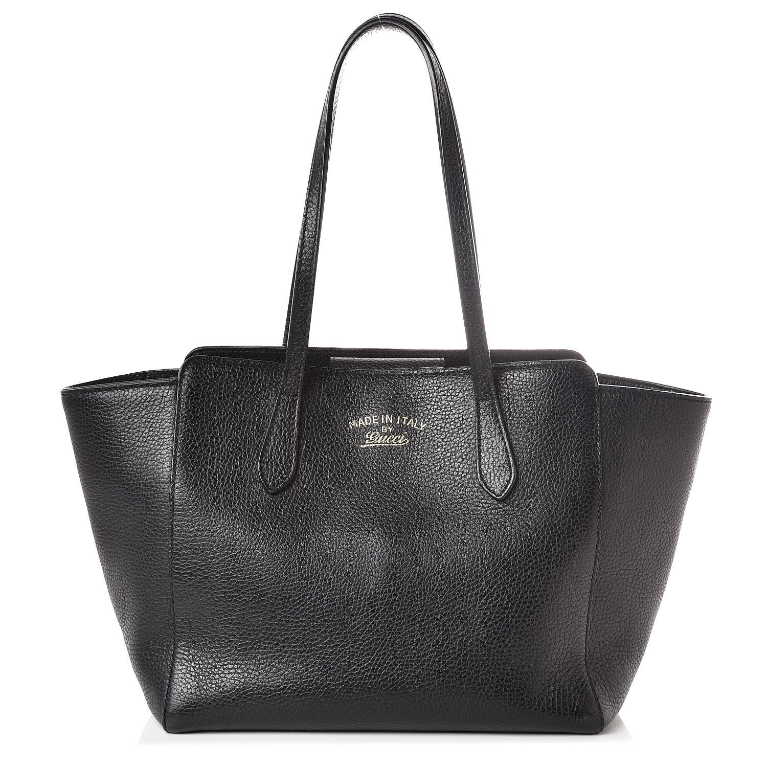 Gucci Pebbled Calfskin Small Swing Tote Black 2 of 10