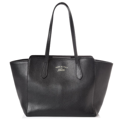 Gucci Pebbled Calfskin Small Swing Tote Black 2 of 10