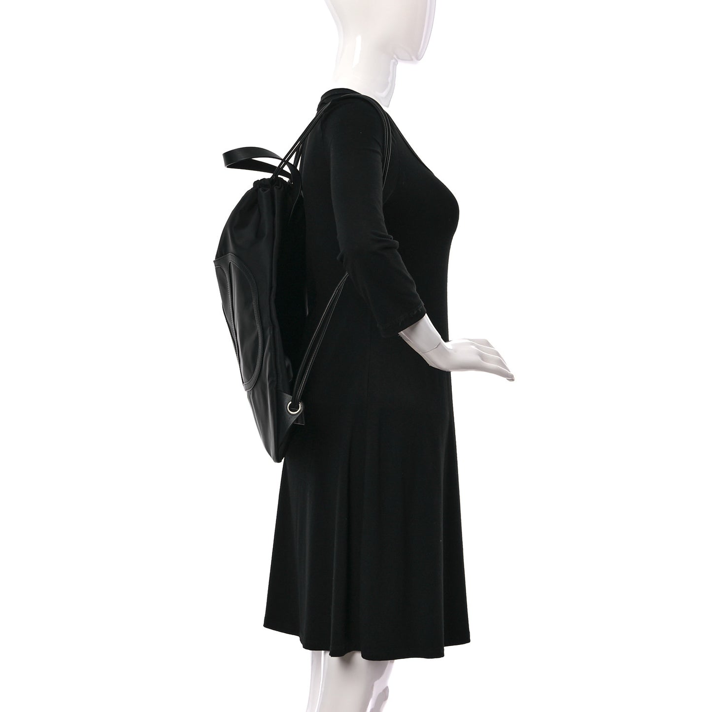 Nylon VLogo Drawstring Backpack Black