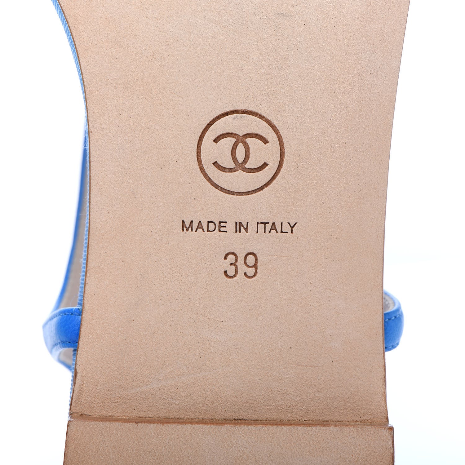 Chanel Shiny Kidskin CC Logo Thong Sandals 39 Blue 6 of 7