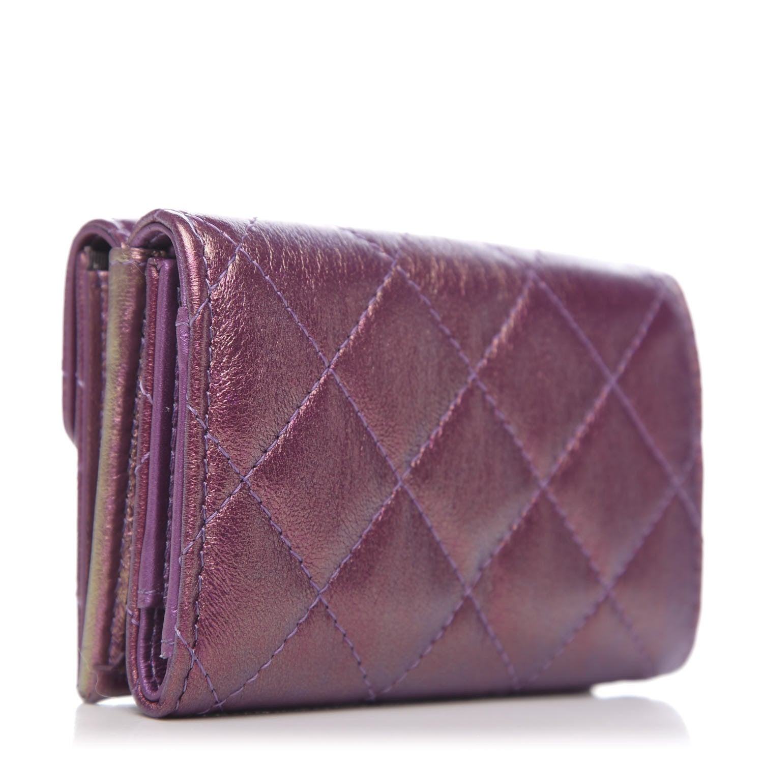 Chanel Iridescent Lambskin Small Quilted Flap Wallet Purple 3 of 8