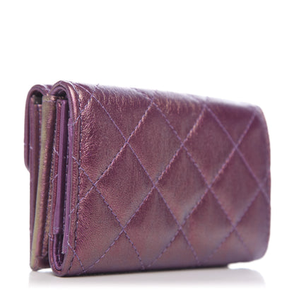 Chanel Iridescent Lambskin Small Quilted Flap Wallet Purple 3 of 8