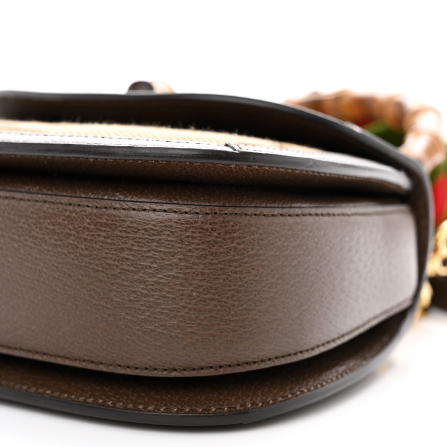 Gucci Monogram Jumbo GG Textured Dollar Calfskin Web Small Bamboo 1947 Top Handle Bag Camel Ebony New Acero 10 of 12