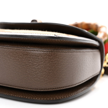 Gucci Monogram Jumbo GG Textured Dollar Calfskin Web Small Bamboo 1947 Top Handle Bag Camel Ebony New Acero 10 of 12