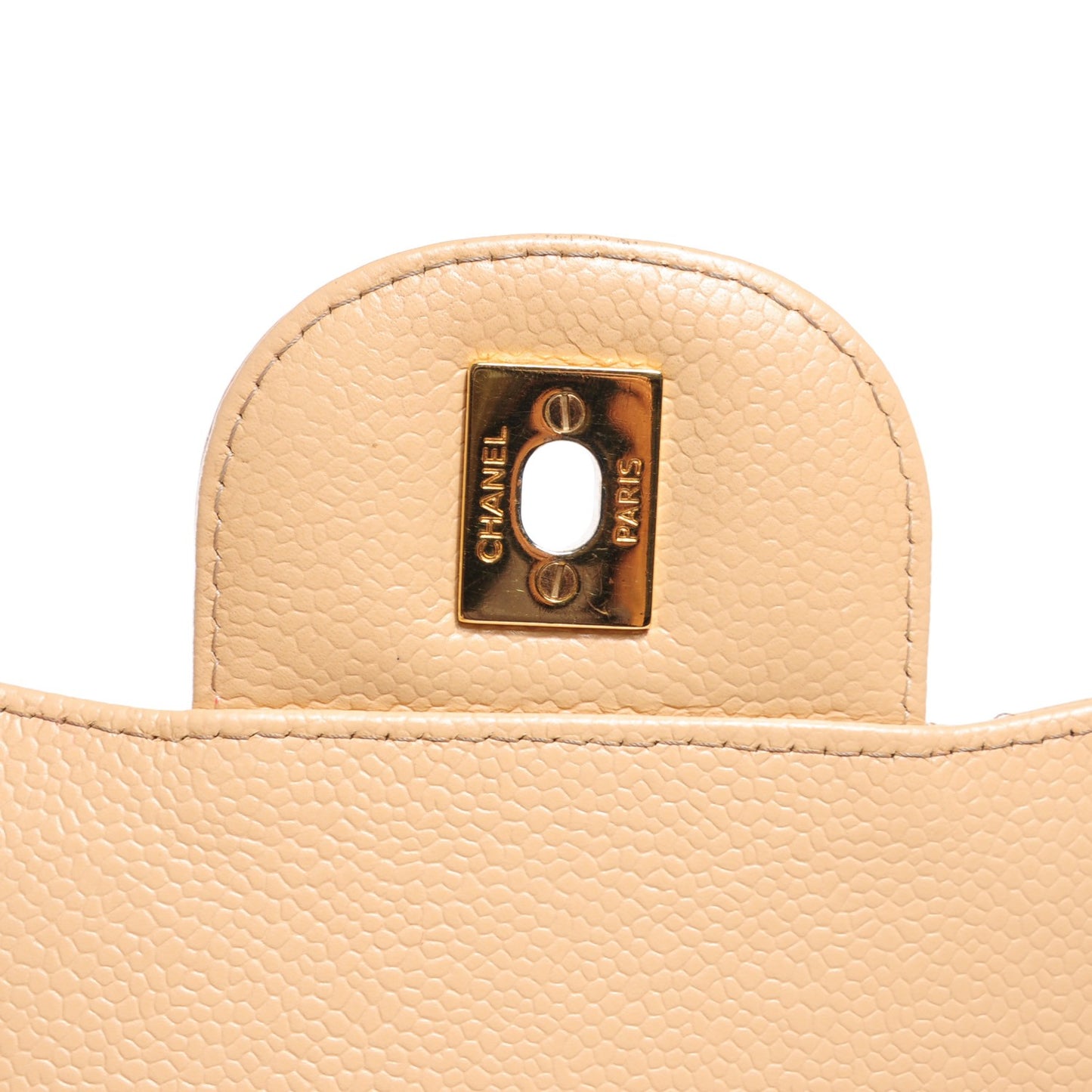 Caviar Quilted Jumbo Double Flap Beige Clair