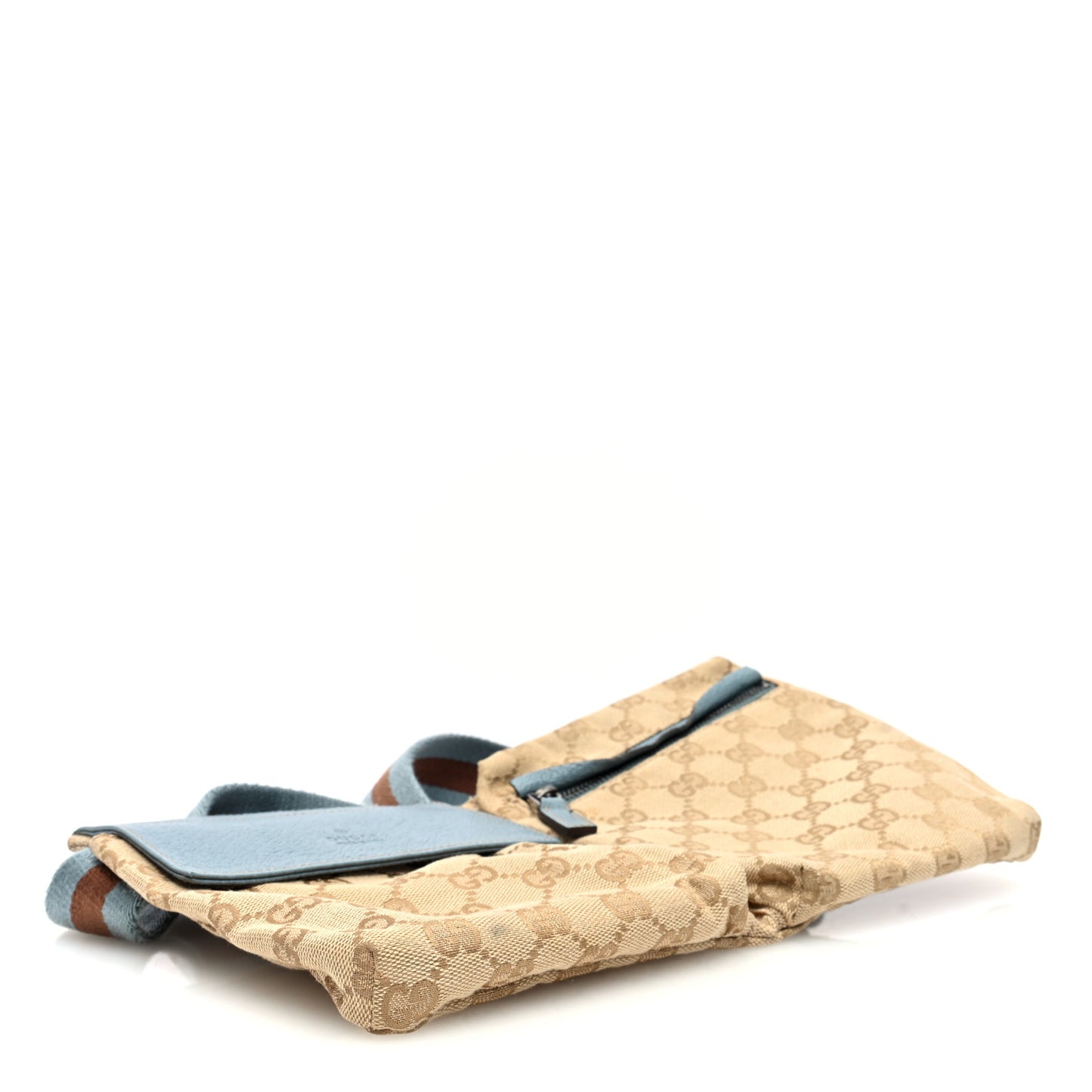 GG Monogram Web Double Pocket Belt Bag Blue