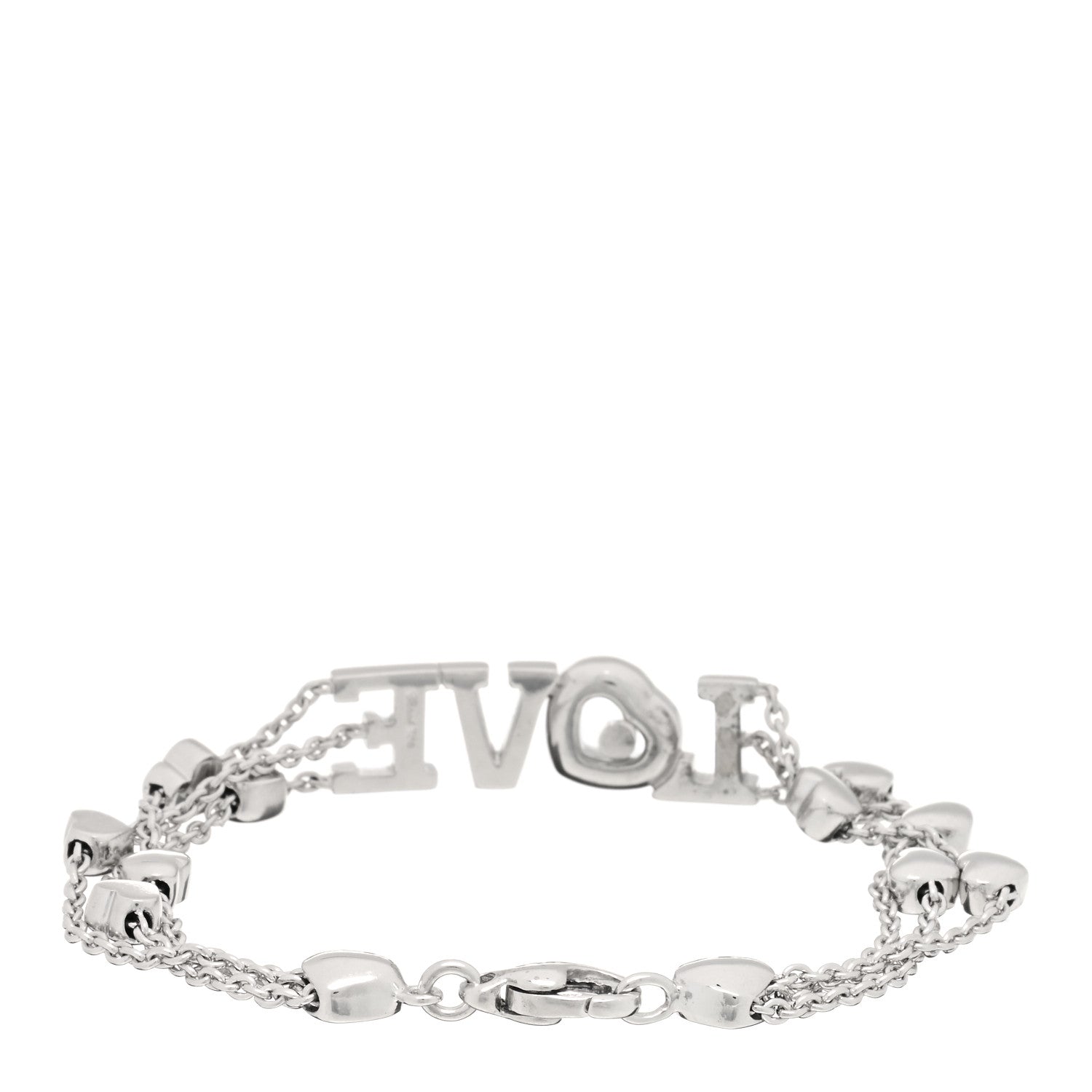 Chopard 18K White Gold Diamond Happy Diamond Love Heart Bracelet 2 of 5