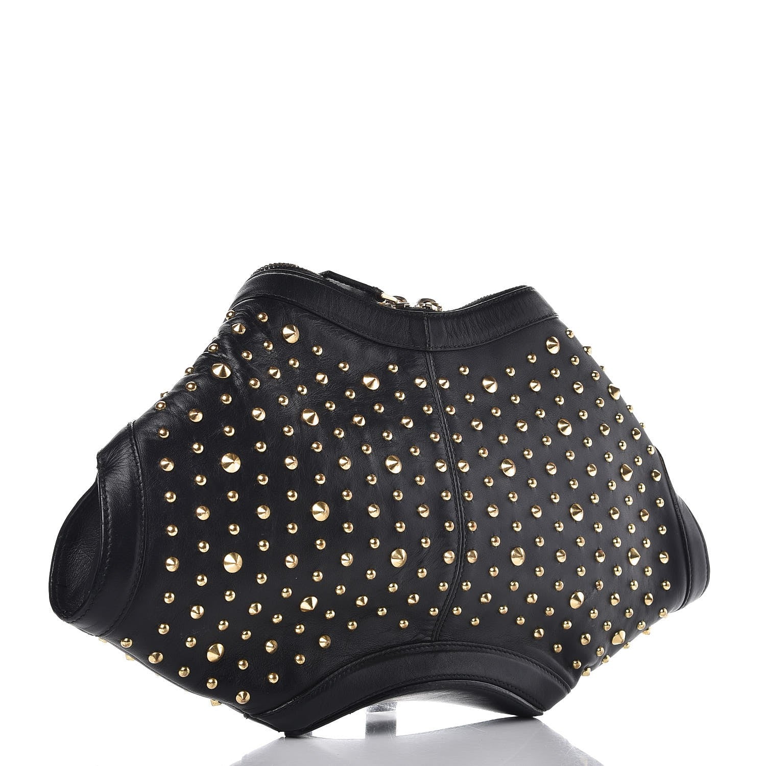 Alexander McQueen Calfskin Studded De Manta Clutch Black 3 of 9