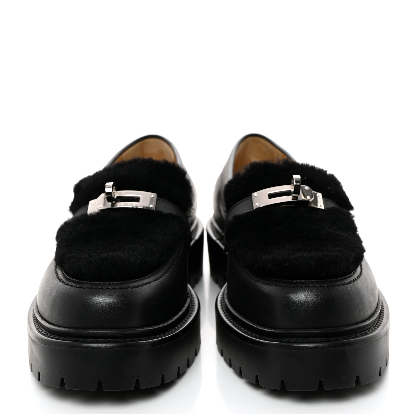 Calfskin Shearling Icone Loafers 39 Black