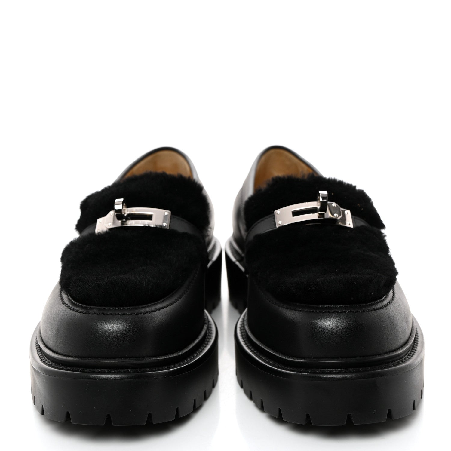 Hermes Calfskin Shearling Icone Loafers 39 Black 2 of 8