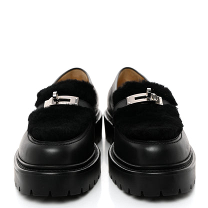 Hermes Calfskin Shearling Icone Loafers 39 Black 2 of 8