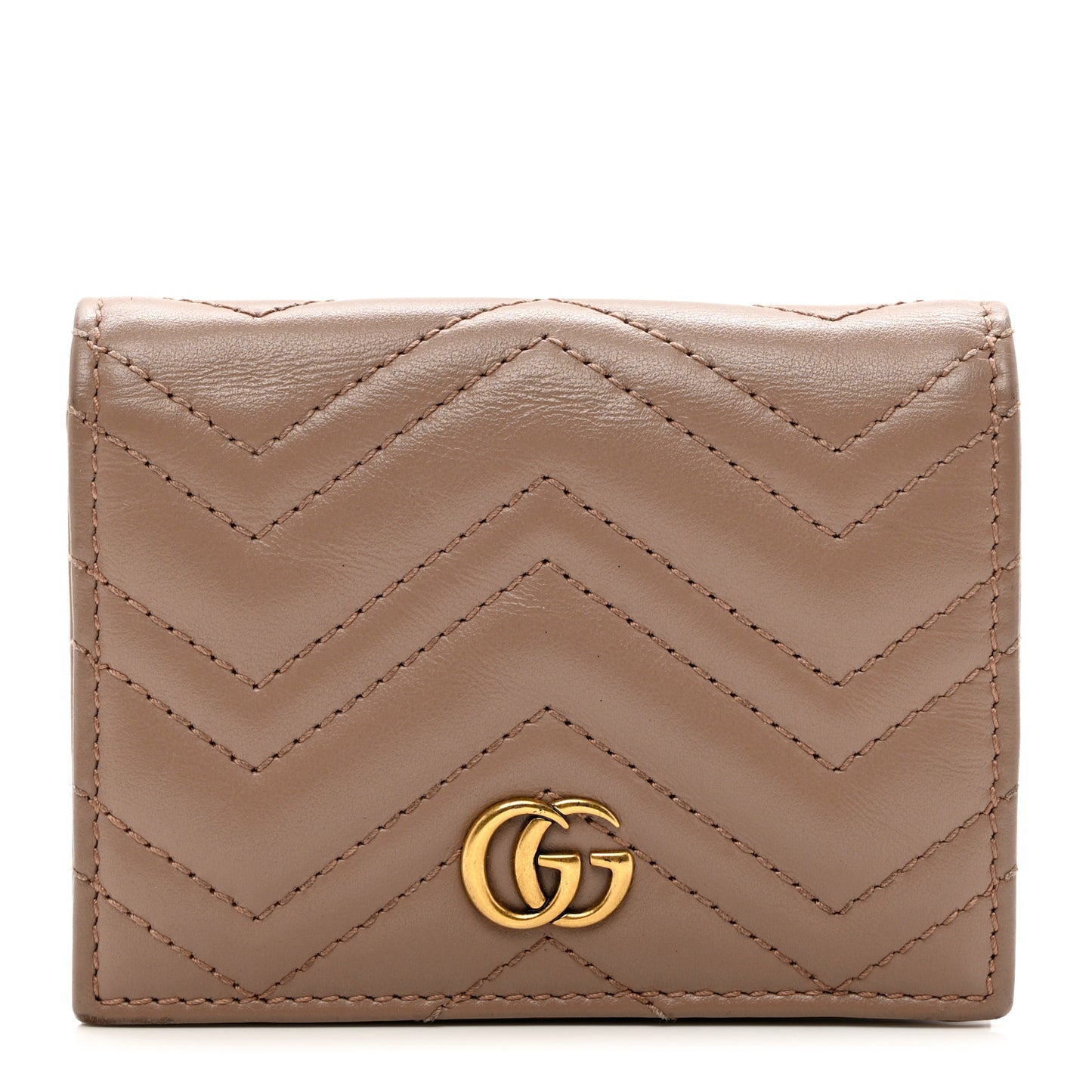 Calfskin Matelasse GG Marmont Card Case Wallet Porcelain Rose
