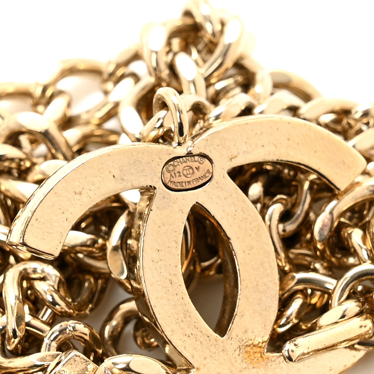 Enamel CC Chain Logo Belt Gold Black