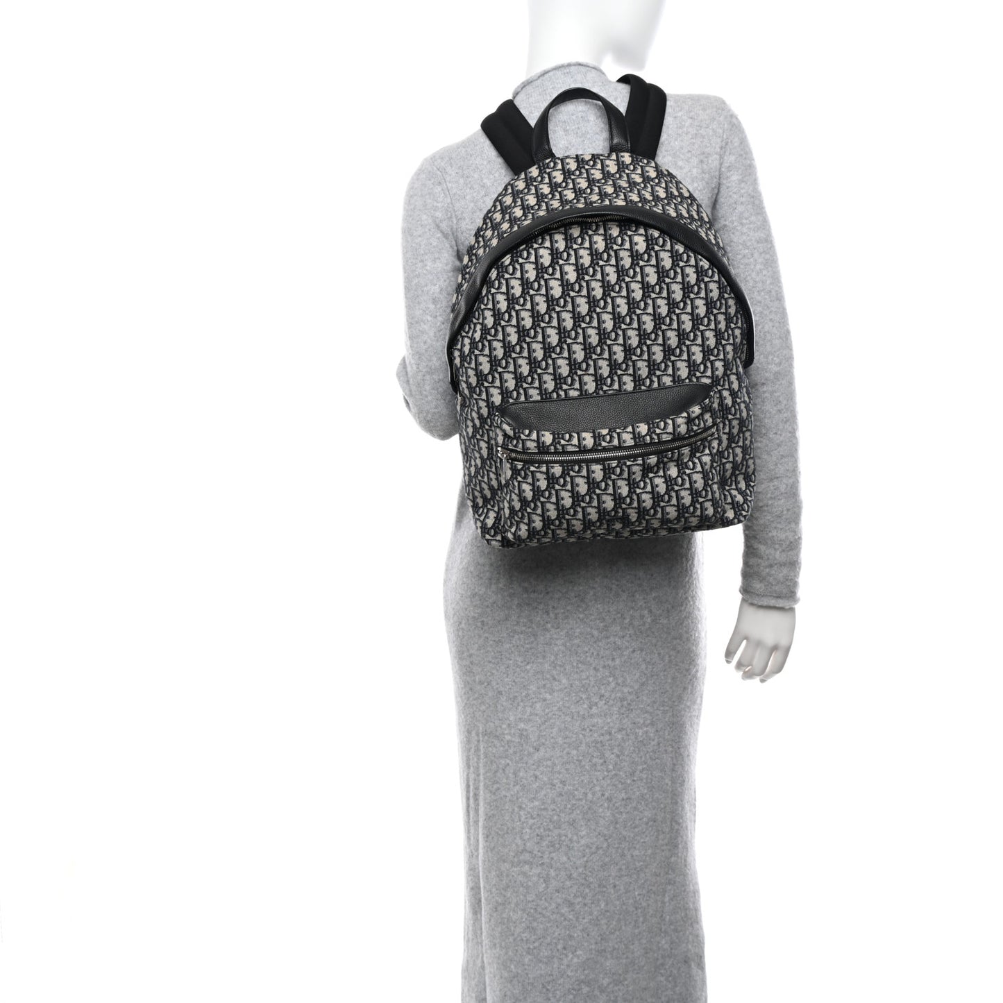 Oblique Calfskin Rider Backpack Beige Black