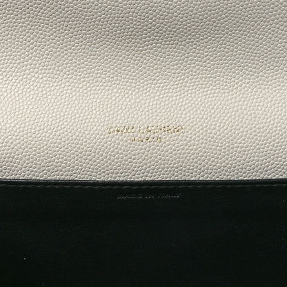 Saint Laurent Grain De Poudre Monogram Uptown Chain Wallet Dark Latte 7 of 17