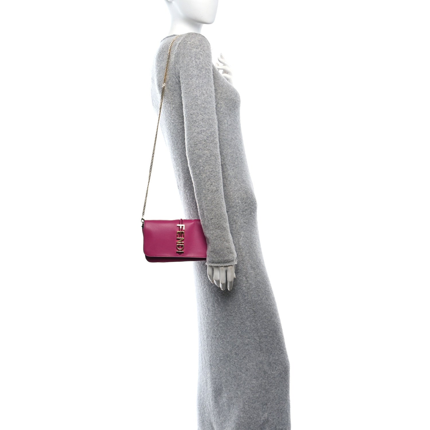 Fendi Vitello Grace Matte Fendigraphy Wallet on Chain Ciclamino Pilar 2 of 11