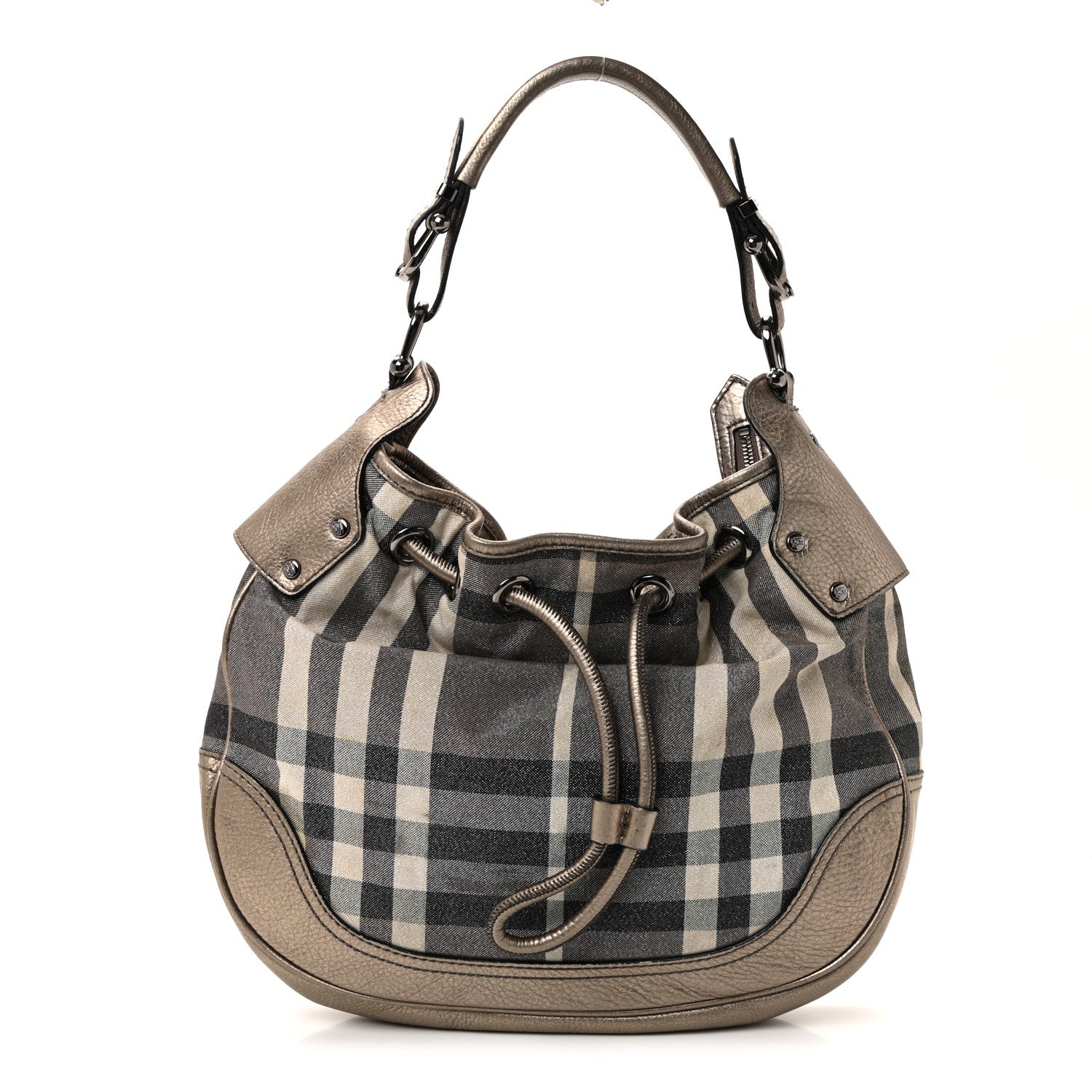 Burberry Shimmer Check Hobo Pewter 1 of 17