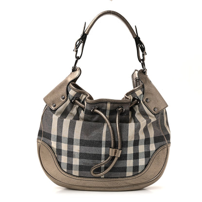 Burberry Shimmer Check Hobo Pewter 1 of 17
