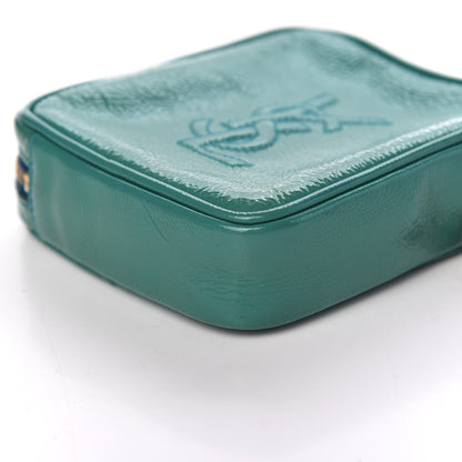 Saint Laurent Textured Patent Monogram Mini Wristlet Turquoise 9 of 9