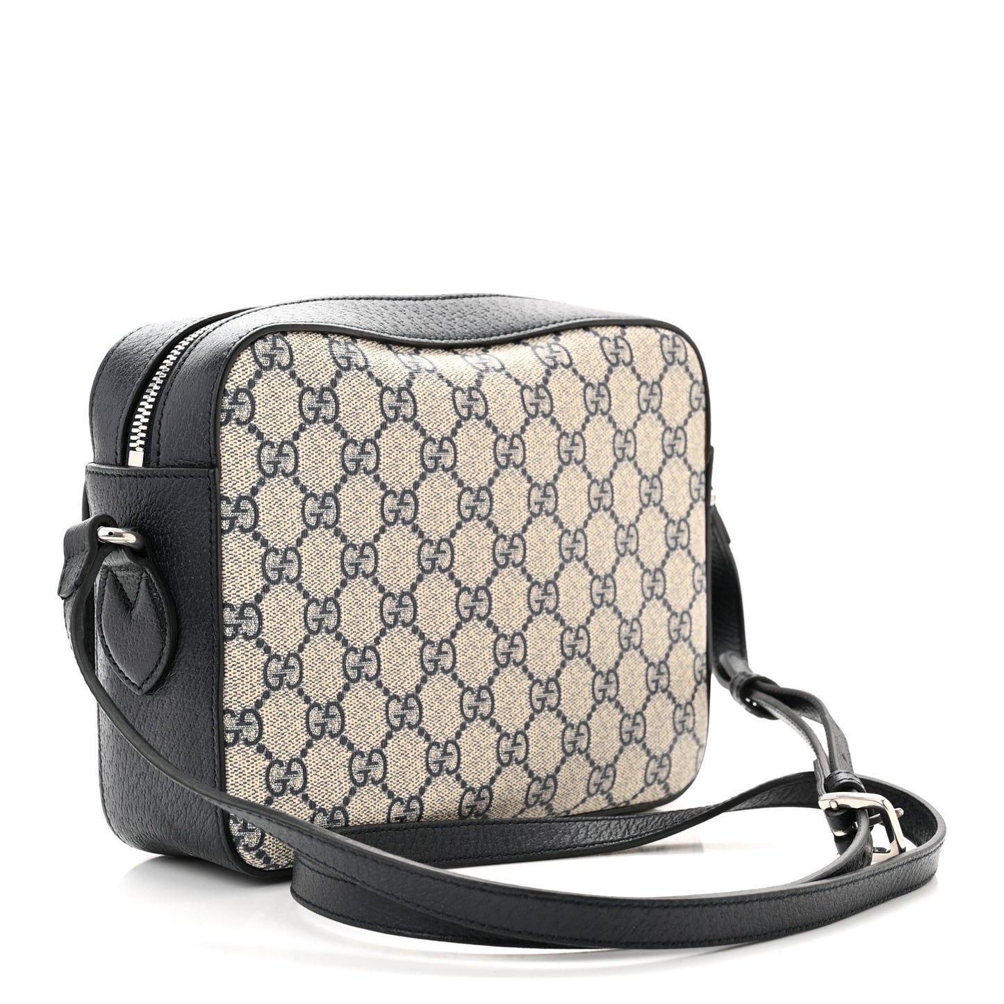 GG Supreme Monogram Textured Dollar Calfskin Small Horsebit 1955 Shoulder Bag Beige Blue