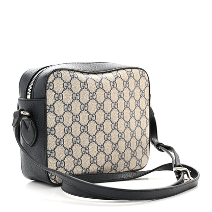 Gucci GG Supreme Monogram Textured Dollar Calfskin Small Horsebit 1955 Shoulder Bag Beige Blue 3 of 10