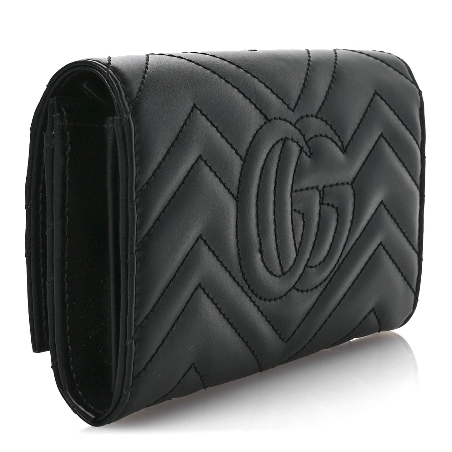 Calfskin Matelasse GG Marmont Continental Wallet Black