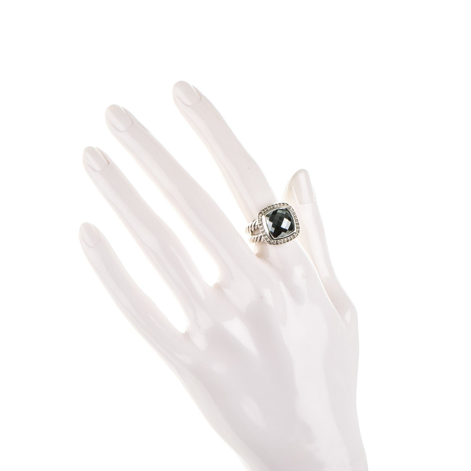 David Yurman Sterling Silver Diamond Hematite 11mm Albion Ring 52 6 2 of 5