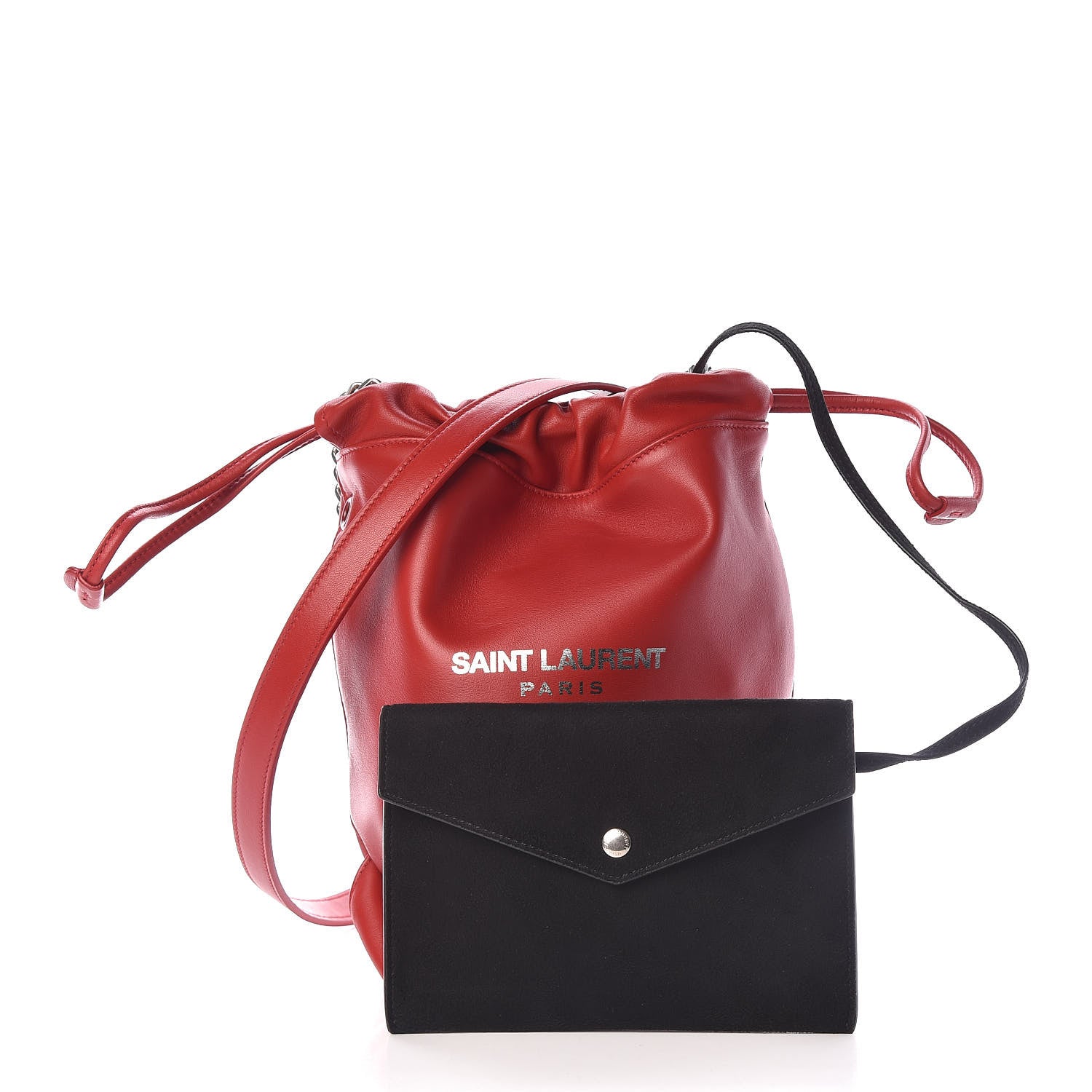 Saint Laurent Lambskin Teddy Drawstring Bag Eros Red 1 of 12