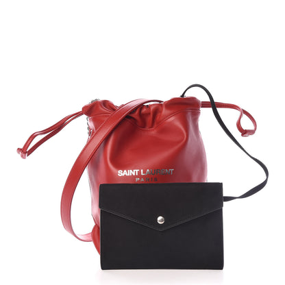 Saint Laurent Lambskin Teddy Drawstring Bag Eros Red 1 of 12