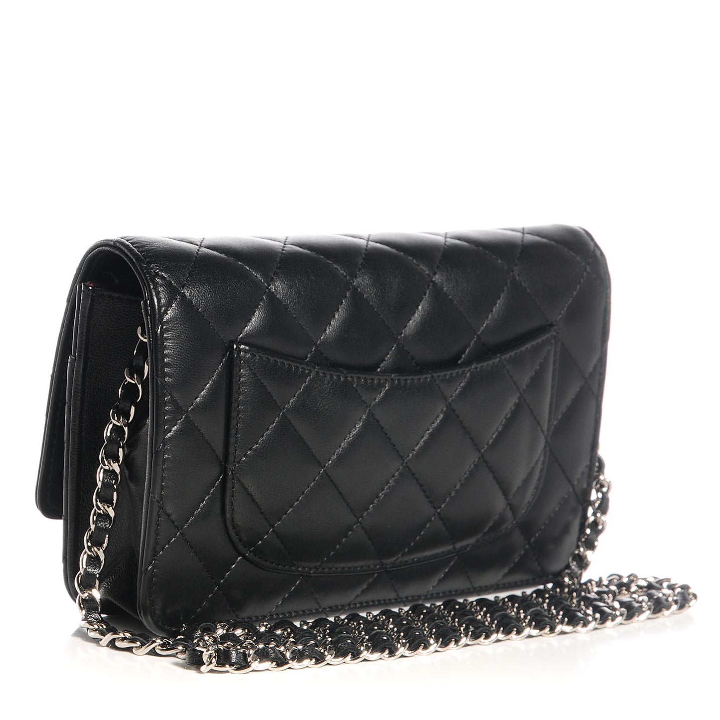 CHANEL Lambskin Quilted Wallet On Chain WOC Black