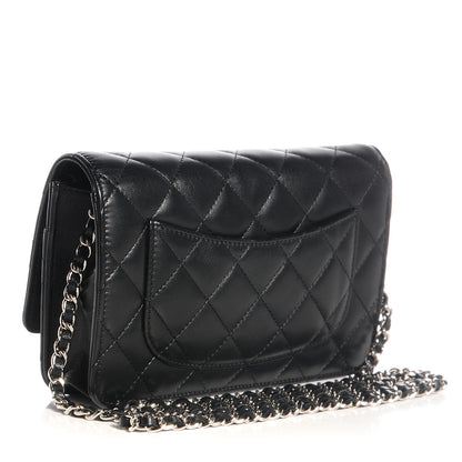 Louis Vuitton CHANEL Lambskin Quilted Wallet On Chain WOC Black 3 of 9