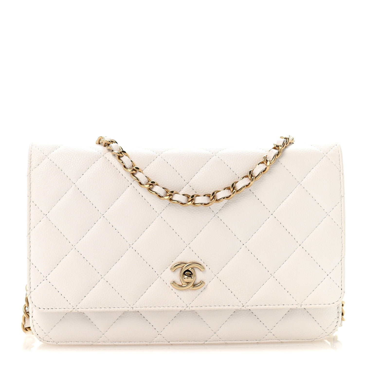 Chanel Caviar Quilted CC Turnlock Wallet On Chain WOC White 1 of 13