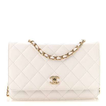 Chanel Caviar Quilted CC Turnlock Wallet On Chain WOC White 1 of 13