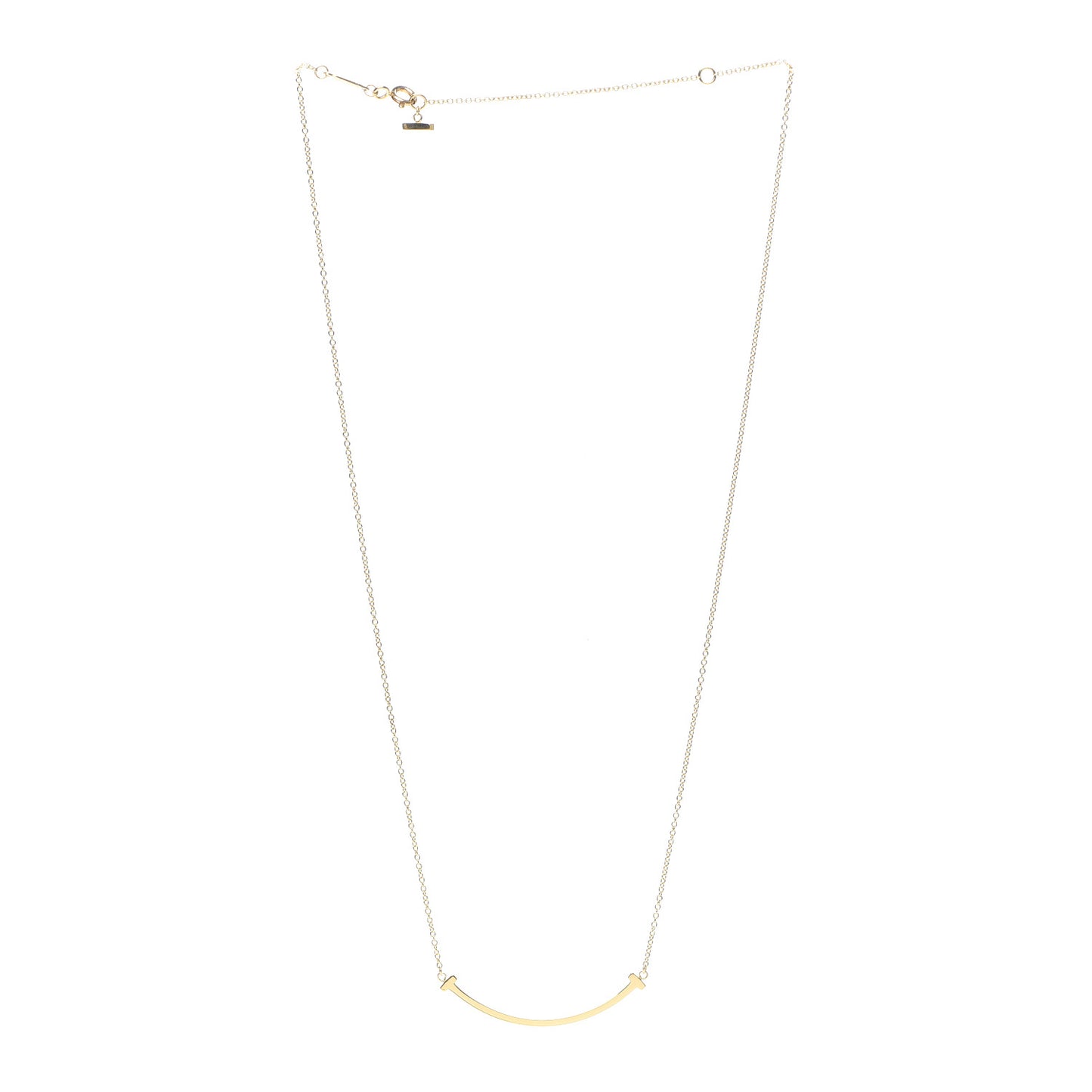 18K Yellow Gold Small T Smile Pendant Necklace
