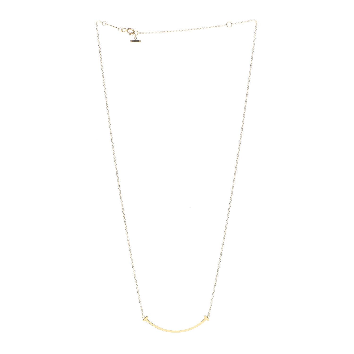Tiffany 18K Yellow Gold Small T Smile Pendant Necklace 3 of 6