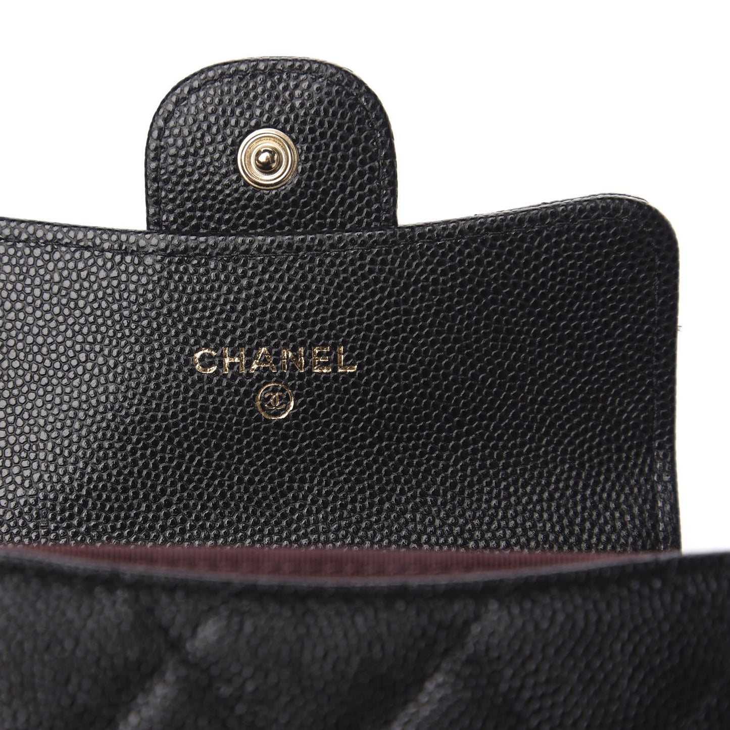 Caviar Quilted Flap Card Holder Wallet Black