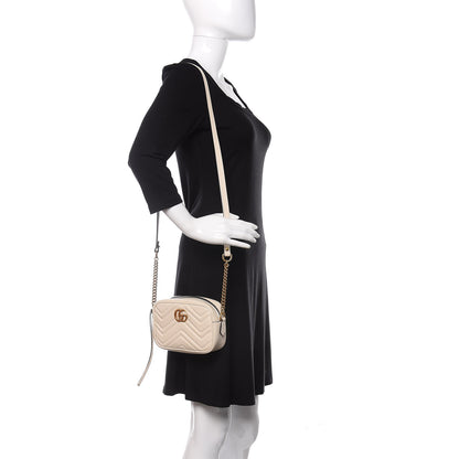 Gucci Calfskin Matelasse Mini GG Marmont Chain Shoulder Bag White 2 of 10