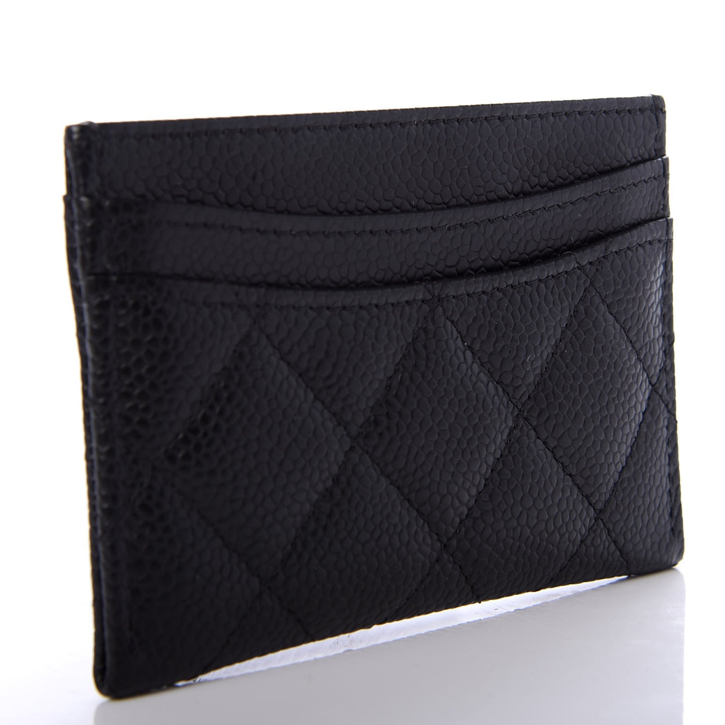 Caviar Quilted Card Holder Black