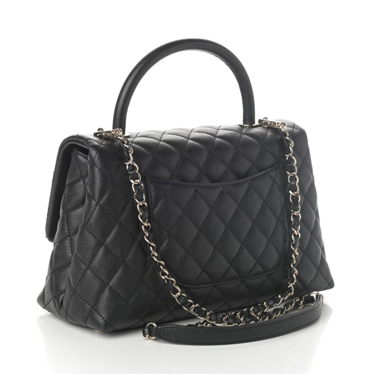 Caviar Quilted Small Coco Handle Flap Black