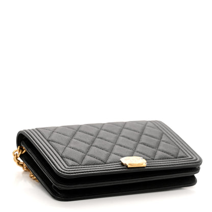 Chanel Caviar Quilted Boy Wallet On Chain WOC Black 4 of 12