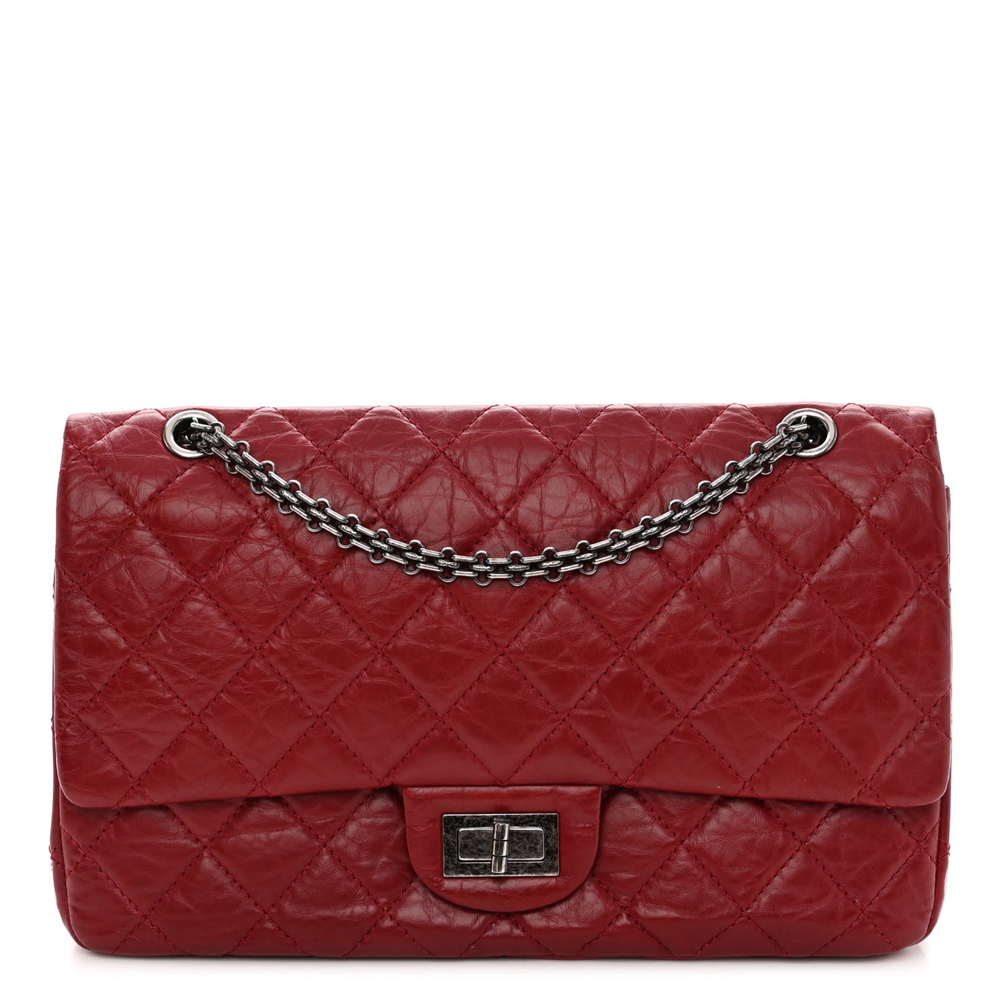 Aged Calfskin Quilted 2.55 Reissue 227 Flap Red