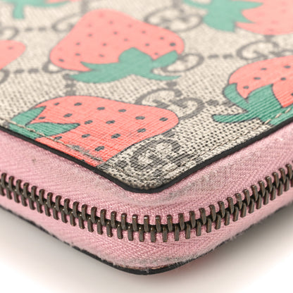 Gucci GG Supreme Monogram Strawberry Zip Around Wallet Light Pink 10 of 15