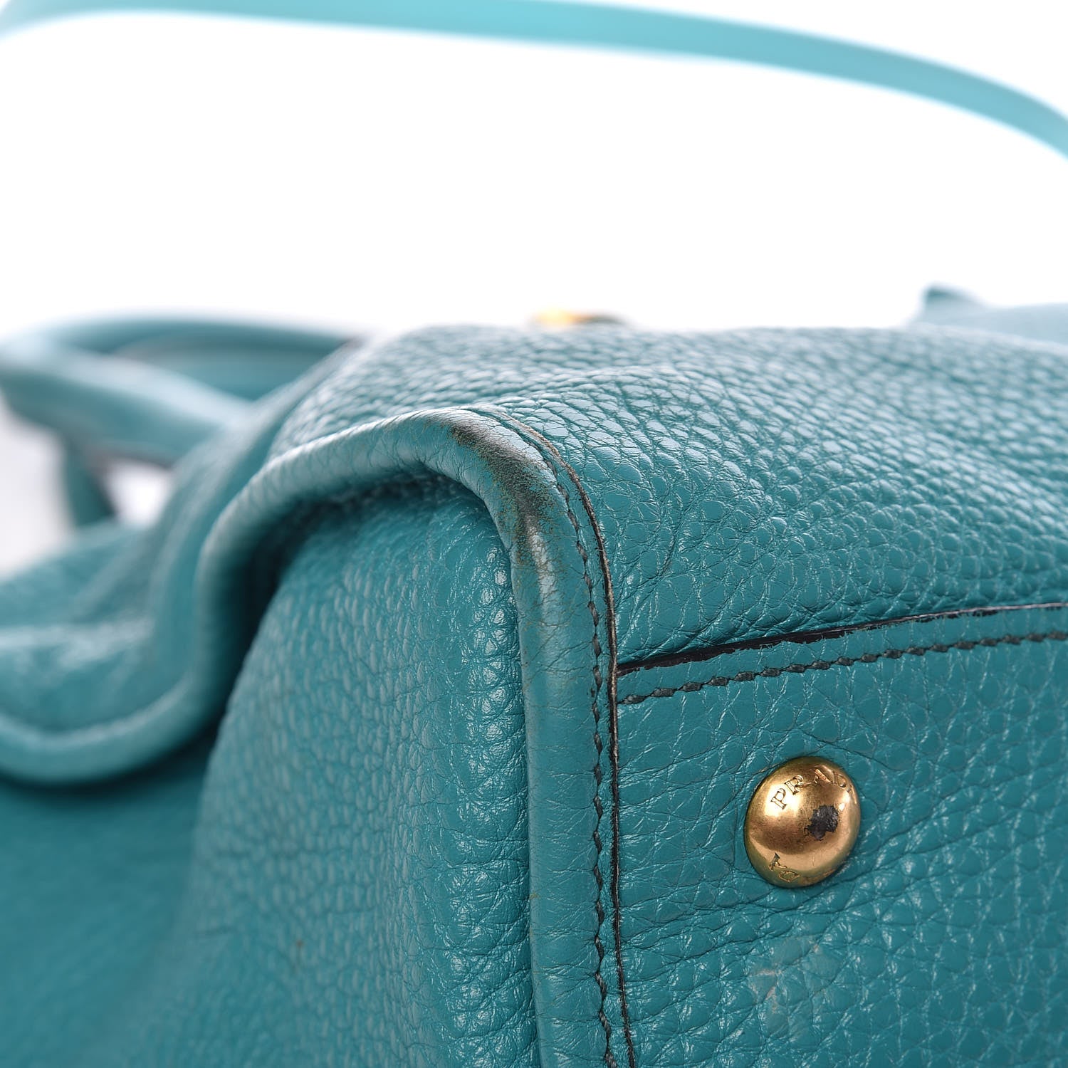 Prada Vitello Daino Shopping Satchel Voyage Turchese 12 of 22
