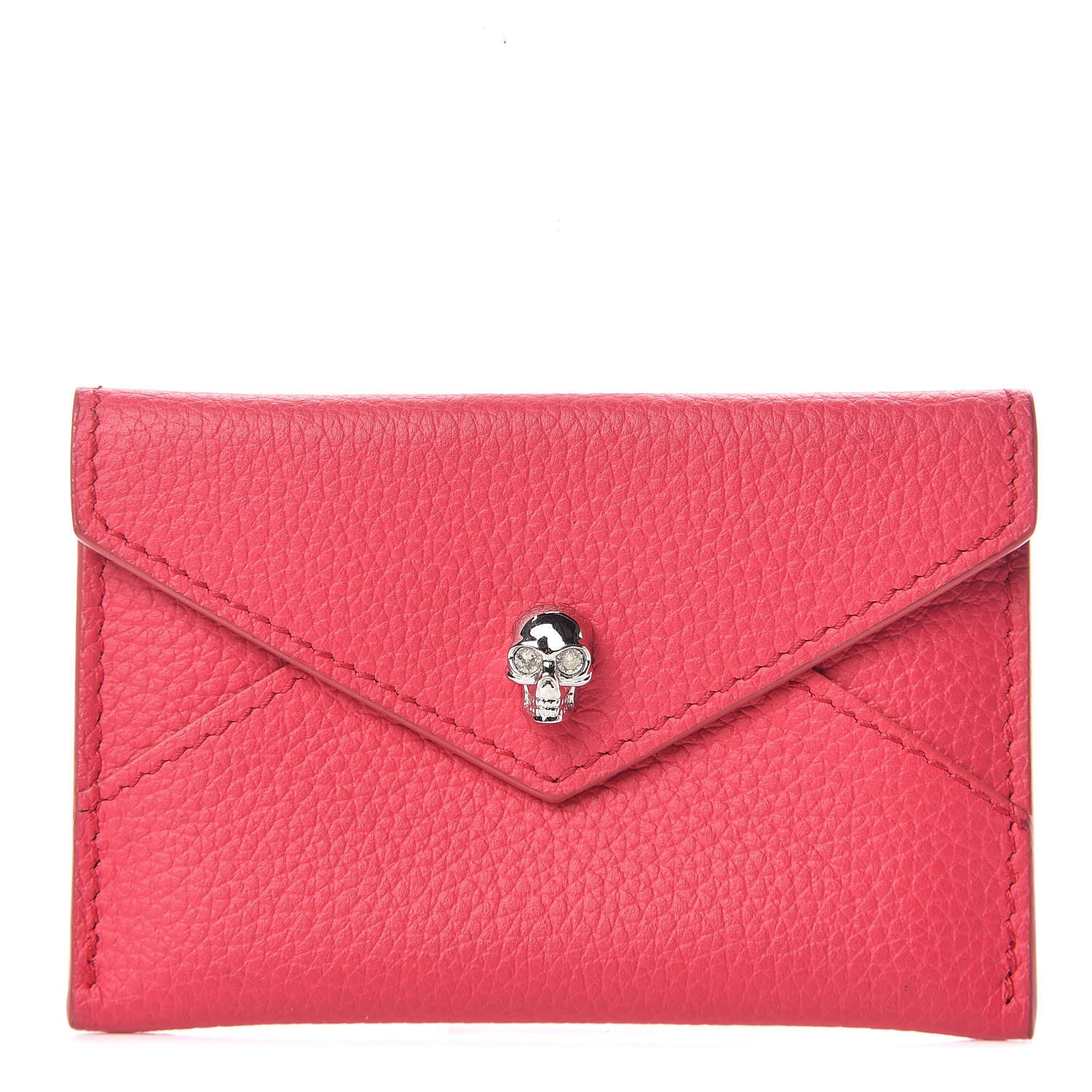 Alexander McQueen Calfskin Skull Envelope Card Holder Pink 1 of 8