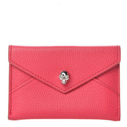 Alexander McQueen Calfskin Skull Envelope Card Holder Pink 1 of 8