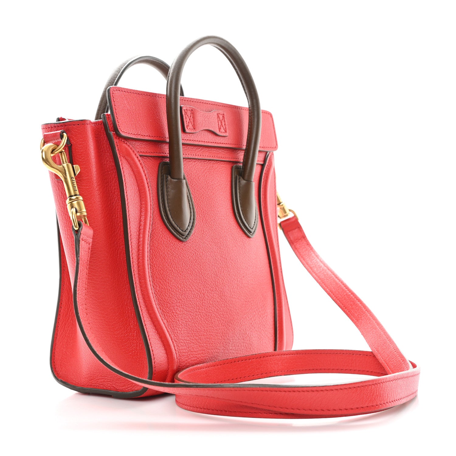 Celine Goatskin Nano Tri-Color Luggage Red 3 of 11