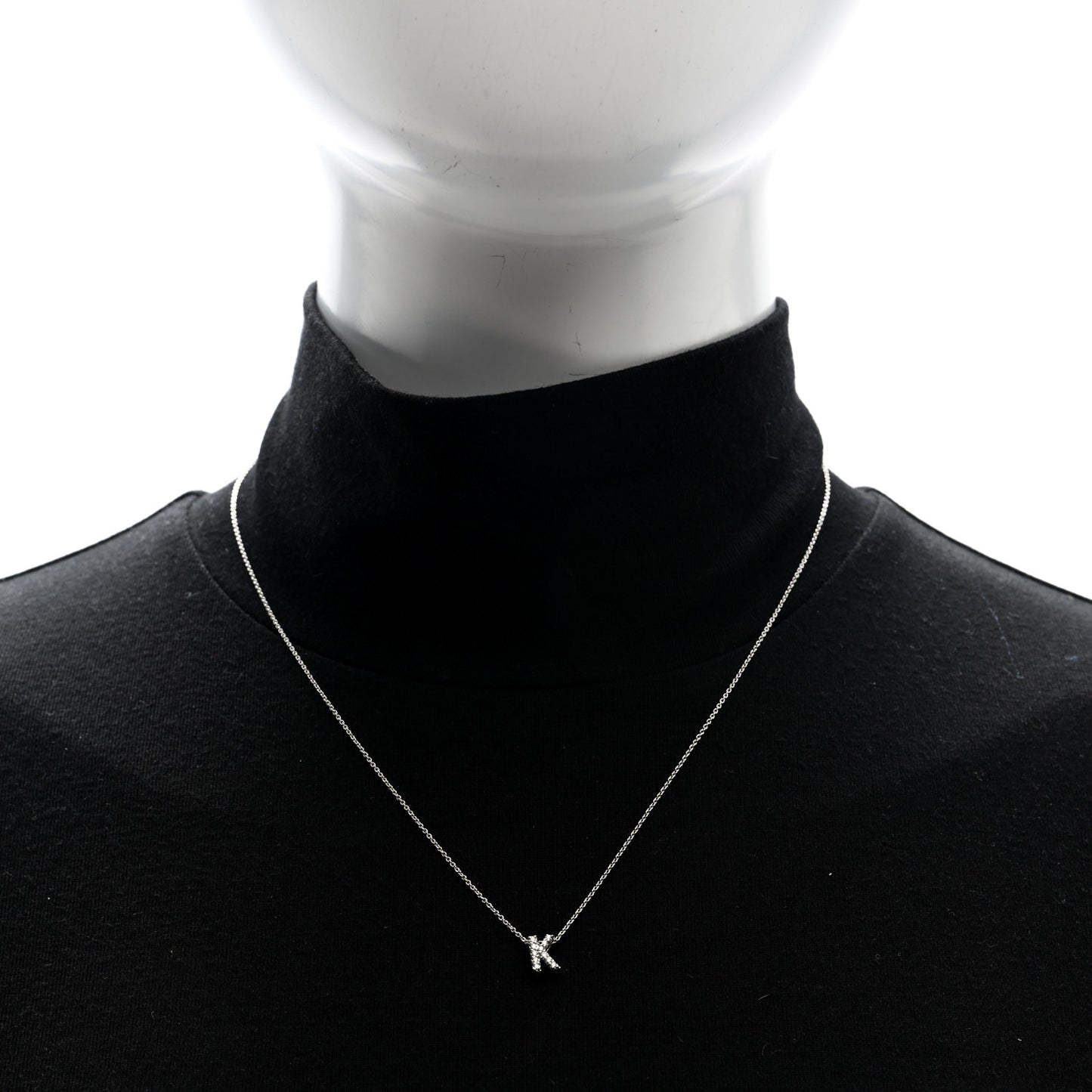 18K White Gold Diamond Love Letter K Pendant Necklace